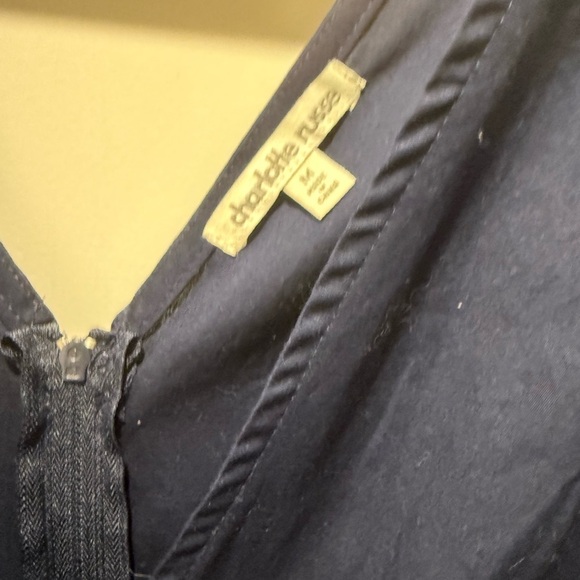 NWT Charlotte Russe Navy Blue Mini Dress. Attached belt size med. flare bottom - Picture 3 of 5